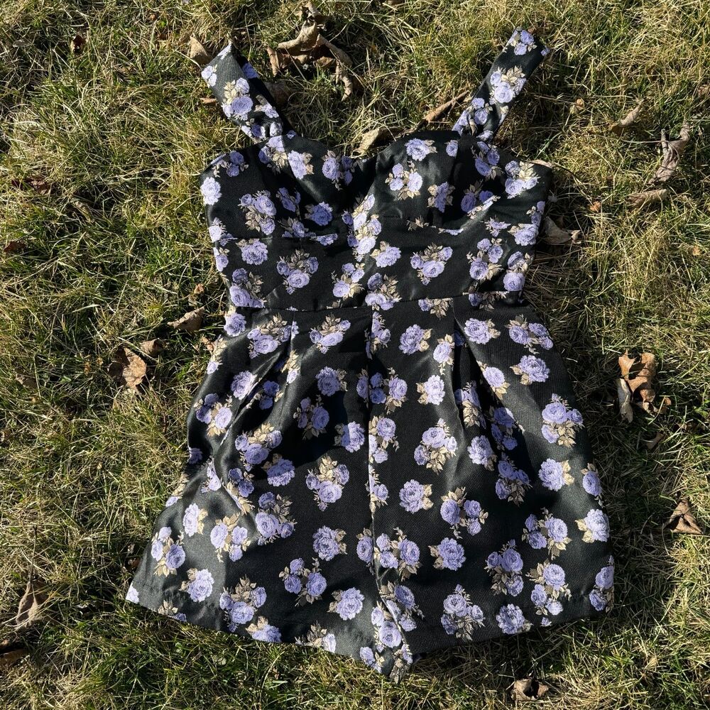 Purple Rose Jacquard Romper